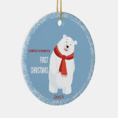 Baby Eerste Kerst Schattige Polar Beer Keramisch Ornament (Rechts)