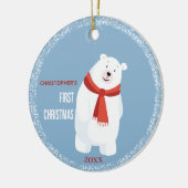 Baby Eerste Kerst Schattige Polar Beer Keramisch Ornament (Links)