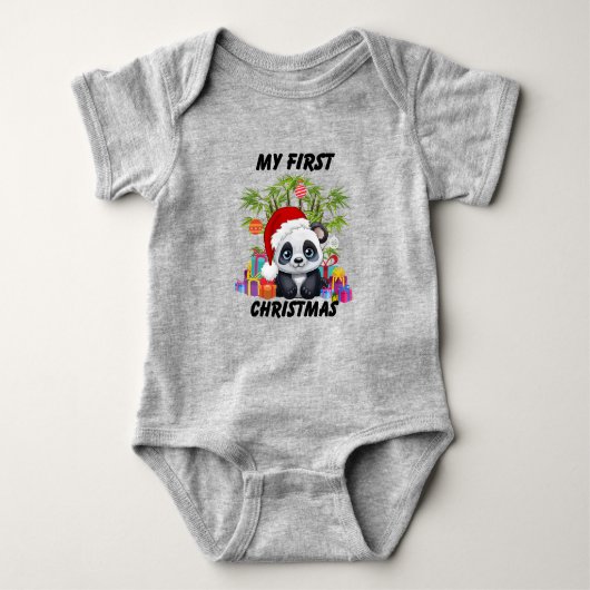 Baby Eerste Kerst Schattigee Panda Beer Bodysuit (Voorkant)