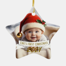 Baby Eerste kerst Schattigee vos Keramisch Ornament