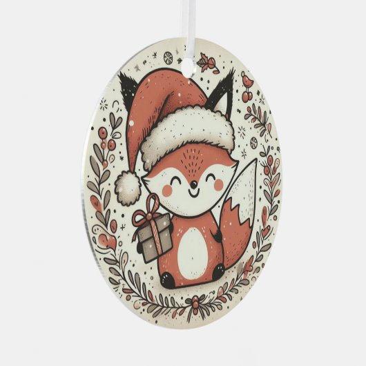 Baby Eerste kerst Schattigee vos Metalen Ornament (Voorkant Rechts)