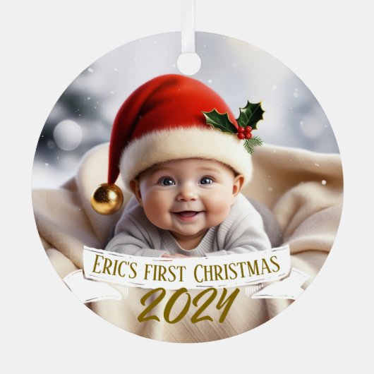 Baby Eerste kerst Schattigee vos Metalen Ornament (Achterkant)