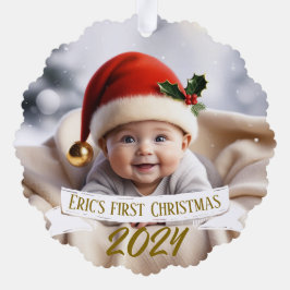 Baby Eerste kerst Schattigee vos Ornament Kaart