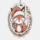 Baby Eerste kerst Schattigee vos Ornament Kaart (Links)