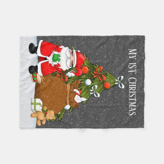 Baby eerste kerst unisex Santa Vakantie Fleece Deken (Voorkant (Horizontaal))