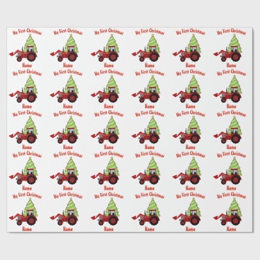 Baby EERSTE KERST VERPAKKING RODE TREKKER Op maat  Cadeaupapier (Vlak)