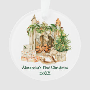 Baby Eerste kerst Waterverf Pine Ornament
