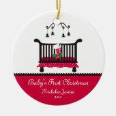 Baby Eerste kerst - Wieg en kerstkous Keramisch Ornament (Voorkant)