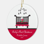 Baby Eerste kerst - Wieg en kerstkous Keramisch Ornament (Links)