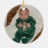Baby Eerste kerst - Wieg en kerstkous Keramisch Ornament (Achterkant)