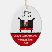 Baby Eerste kerst - Wieg en kerstkous Keramisch Ornament (Rechts)