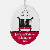 Baby Eerste kerst - Wieg en kerstkous Keramisch Ornament (Rechts)
