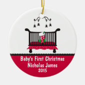 Baby Eerste kerst - Wieg en kerstkous Keramisch Ornament (Voorkant)