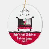 Baby Eerste kerst - Wieg en kerstkous Keramisch Ornament (Links)
