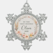 Baby Eerste kerst Wildflower Boho Personaliseren Tin Sneeuwvlok Ornament (Voorkant)
