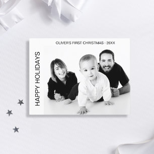 Baby Eerste Kerst Zwart-wit Foto Feestdagenkaart