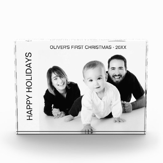 Baby Eerste Kerst Zwart-wit Fotoblokken (Voorkant)