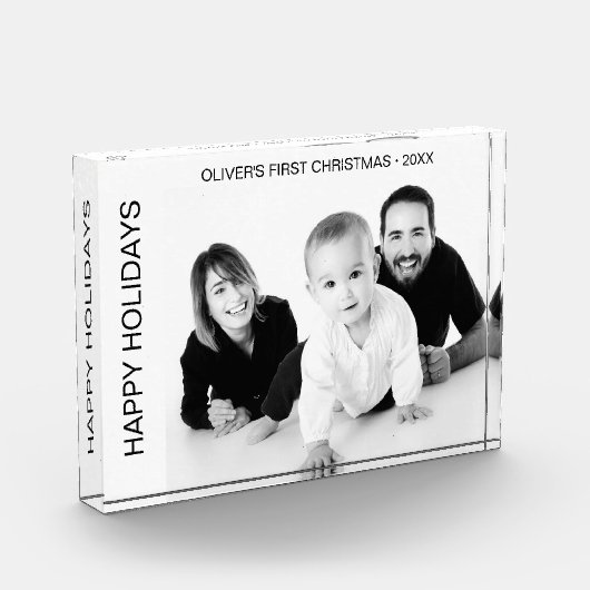 Baby Eerste Kerst Zwart-wit Fotoblokken (Links)