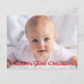 Baby eerste kerstbericht feestdagenkaart (Voorkant)