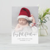 Baby eerste kerstbevalling Datum foto-overlay Hol Feestdagenkaart (Staand voorkant)