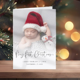 Baby eerste kerstbevalling Datum foto-tekstuele be Feestdagen Kaart