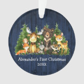 Baby eerste kerstblauw bos met hout ornament (voorkant)
