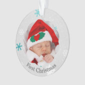 Baby eerste kerstblauwe sneeuwvlokken Foto Ornament (voorkant)