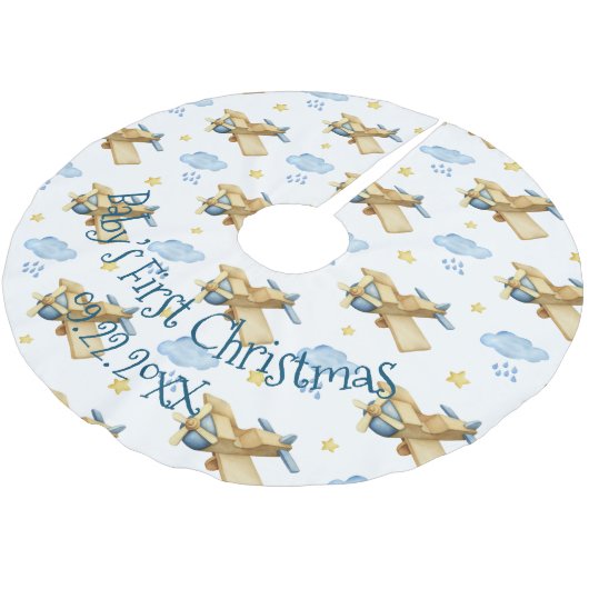 Baby eerste kerstblauwe Waterverf Kerstboom Rok (Gekanteld)