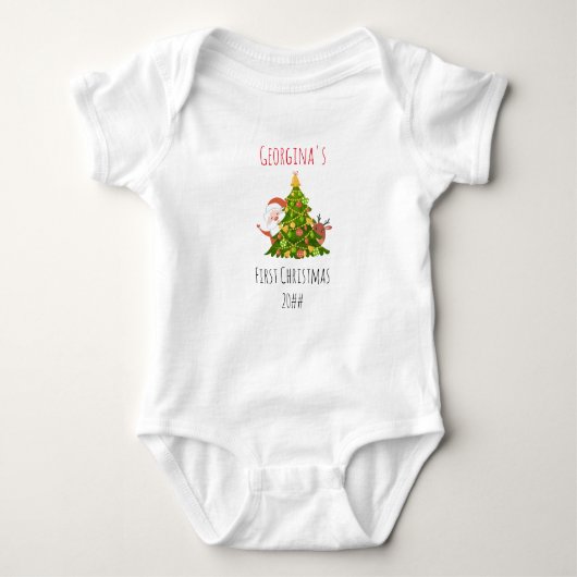Baby eerste kerstboom - Aangepaste kerstman Romper (Voorkant)