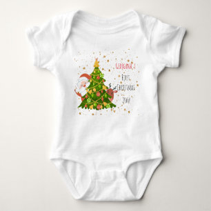 Baby eerste kerstboom - Aangepaste kerstman Romper