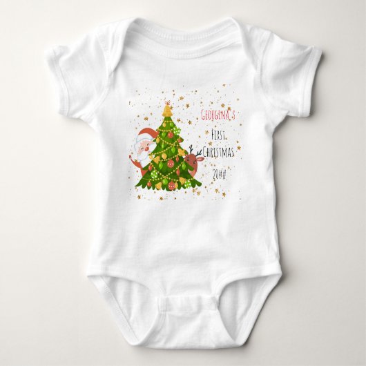 Baby eerste kerstboom - Aangepaste kerstman Romper (Voorkant)