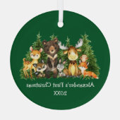 Baby eerste kerstboomdieren groene ronde glas ornament (Achterkant)