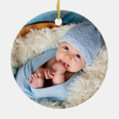 Baby Eerste Kerstbos Dieren Blauwe FOTO Keramisch Ornament (Achterkant)