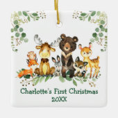 Baby eerste kerstbos Dieren Greenery Keramisch Ornament (Voorkant)