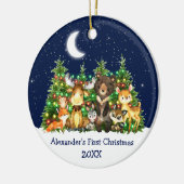 Baby Eerste Kerstbos Dieren Lichten FOTO Keramisch Ornament (Links)