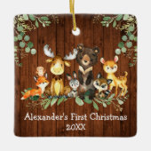 Baby Eerste Kerstbos Dieren Rustisch Keramisch Ornament (Voorkant)