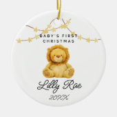 Baby Eerste Kerstbos Dierenleeuw Unisex Keramisch Ornament (Voorkant)