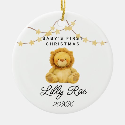 Baby Eerste Kerstbos Dierenleeuw Unisex Keramisch Ornament (Voorkant)