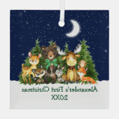 Baby eerste kerstbosbedekking dierenkui glas ornament (Achterkant)