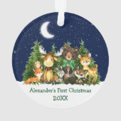 Baby eerste kerstbosbedekking dierenkui ornament (achterkant)