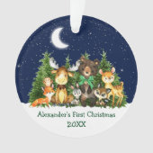 Baby eerste kerstbosbedekking dierenkui ornament (voorkant)