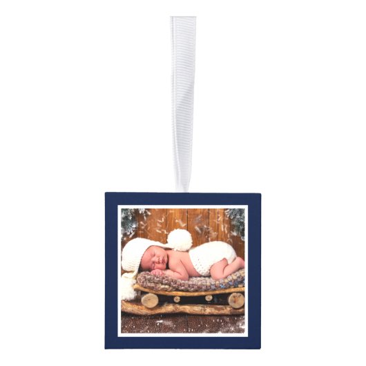 Baby eerste kerstbosdieren Blauwe foto Decoratie (Rechts)