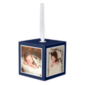 Baby eerste kerstbosdieren Blauwe foto Decoratie (Achter hoekig)