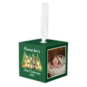 Baby eerste kerstbosdieren foto decoratie (Voorkant hoekig)