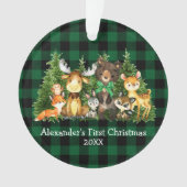 Baby eerste kerstbosdieren groen geplaveid ornament (voorkant)