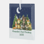 Baby eerste kerstbosdieren groen glas ornament (Voorkant links)