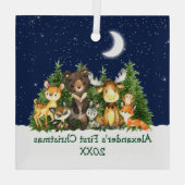 Baby eerste kerstbosdieren groen glas ornament (Achterkant)