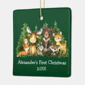 Baby eerste kerstbosdieren groen keramisch ornament (Links)