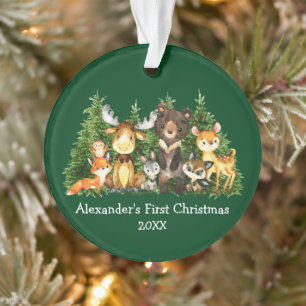 Baby eerste kerstbosdieren groen ornament