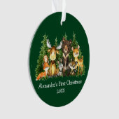 Baby eerste kerstbosdieren groen ornament (voorkant)